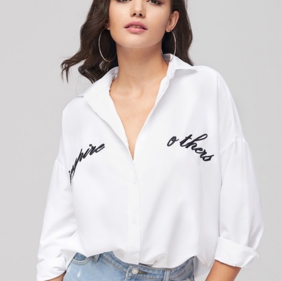 Zara Tops - Zara "Inspire Others" Oversized Shirt Sz XS